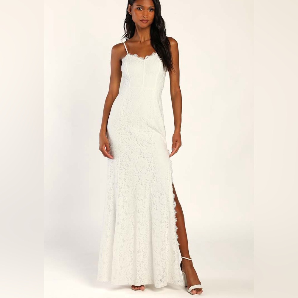 Lulu's White Lace Maxi Dress